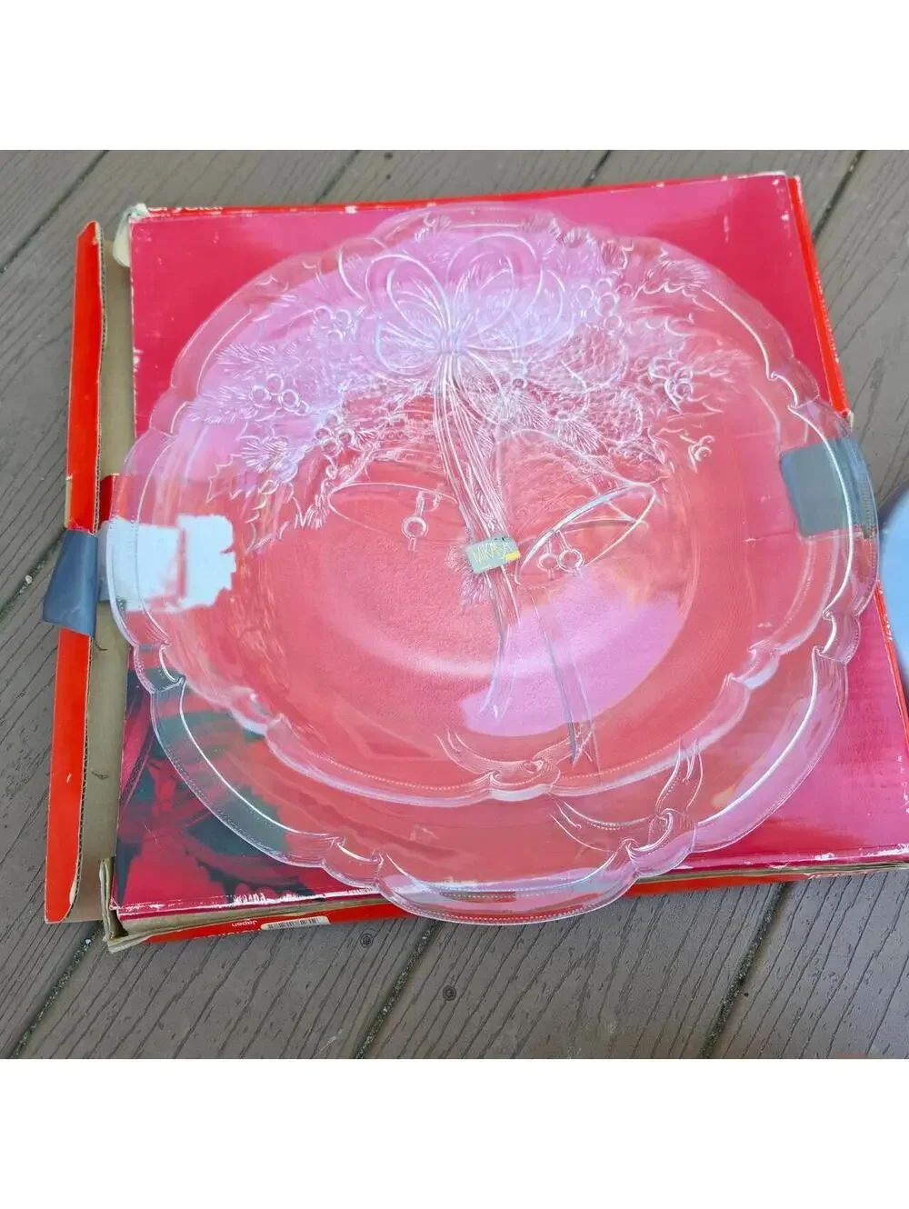 #vintage Holiday Bells Hostess Platter 14 3/4